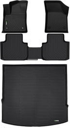 HAFIDI® Floor Mats & Cargo Liner Set Fit for 2020-2025 2026 Volkswagen Atlas Cross Sport All Weather Protection TPE Anti-Slip Car Full Set Floor Liners VW Atlas Cross Sport Custom Accessories -Black
