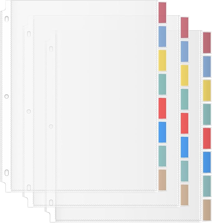 HABGP Binder Dividers with Tabs, 8 Tab Sheet Protectors for 3 Ring Binder, Clear Dividers for 3 Ring Binder Page Protectors, Notebook Binder Sleeves with Pockets, 3 Set (24 Pcs)
