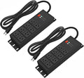 CCCEI 2PCS Heavy Duty Power Strip Surge Protector 20 AMP, 8 Outlets 12 Gauge Shop Garage Metal Multiple Outlets, 15 FT Extension Cord 5-15P Adapter High Amp 6-20R T-Slot 20a for Appliance Black.