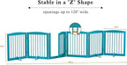 Freestanding Pet Gates with Walk Through Door, Dog Indoor Fence, Dog Gate for The House, Doorway, Stairs, Extra Wide Pet Gate, Support Feet Included, 120 Inch Wide, 6 Panels 24" Tall, Blue