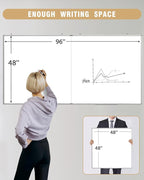 96"X 48" Large Magnetic Dry Erase Whiteboard, Removable Wall Hanging Board with 4 Pens & 1 Dry Erasers & 6 Magnets, Sliver Aluminum Frame White