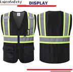 Reflective Safety Vest for Men Women with Multiple Pockets Mesh High Visibility Construction Work Vest,Meets ANSI/ISEA Standards(EK1-178-Black-S)