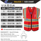 Reflective Mesh Safety Vest for Men Women with 5 Pockets and Zipper Front High Visibility Mesh Vest Hi Vis Construction Work Vest,Meets ANSI/ISEA Standards(EK175-Red-3XL)