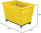 Global Industrial 20 Bushel Plastic Bulk Box Truck, Steel Chassis Base, 1200 lbs. Capacity, 4" Non-Maring Rubber Casters, Yellow, 50-2/5"L x 34-3/5"W x 35-3/5"H