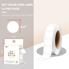 PARLAIM 1/2 Inch Round Adhesive Color-Code Dot Stickers,500 Stickers Inventory Dots Label in Dispenser Box,White Circle Coding Labels for Office Home(White)
