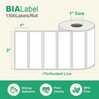 12 Rolls 3" X 1" Address Labels, 1300/Roll - Direct Thermal Labels Compatible with Zebra & Rollo Printers, BIAlabel