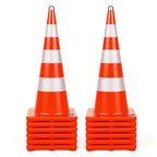 BATTIFE Traffic Safety Cones 36 Inch with Handheld, Orange Cones with Reflective Collar, Cones for Parking Lot, Sport & Driving Training, Road Safety, Construction Events (12 Cones)