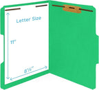 50 Green Fastener File Folders - 1/3 Cut Reinforced Tab - Durable 2 Prongs Bonded Fastener Designed to Organize Standard Medical Files, Law Client Files, Office Reports - Letter Size, Green, 50 Pack
