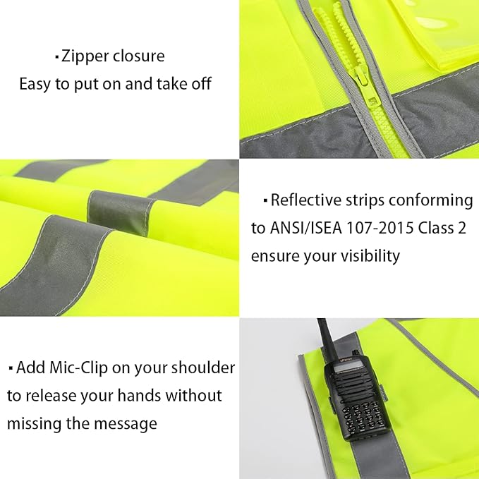 BeautyWill Custom Safety Vest Logo Class 2 High Visibility Reflevtive Vest Outdoor Protective Workwear