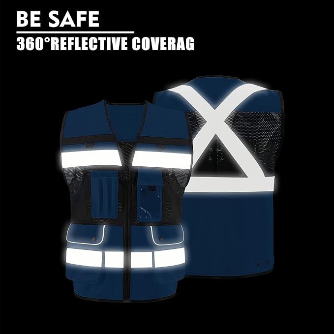 Safety Vest High Visibility Reflective Construction Vest for Men Women