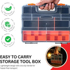 Andalus Tools Organizer Box, Small Parts Storage Multi-Compartment Portable Hardware Organizer Removable Plastic Dividers for Screws, Nuts, Bolts, Nails – Orange (4 Set, 12.2" x 9.1" x 7")