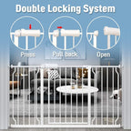 ALLAIBB Extra Wide Pressure Mount Baby Gate Auto Close White Metal Child Dog Pet Safety Gates with Walk Through for Stairs,Doorways,Kitchen and Living Room(52.76-57.48"/134-146cm)