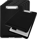 6PCS Black Clipboard with Storage, 8.5x11 Plastic Clip Boards with Storage Nursing Clipboard Case with Pen Holder Low Profile Clip Clipboards Binder Folder for Teachers Work School Office