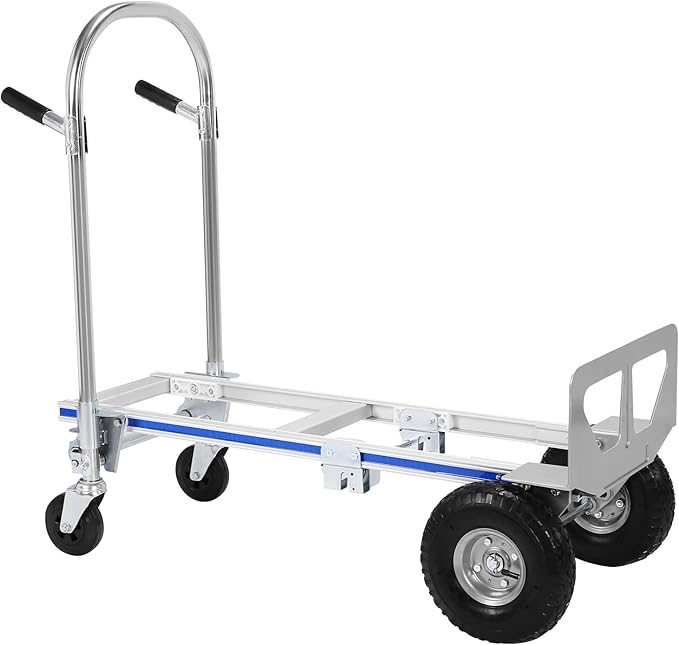 2 in 1 Aluminum 800LBS Capacity Folding Hand Truck Dolly Cart W/Wheel Heavy Duty Industrial Collapsible Cart ForConstruction Warehouse Factories Indoor Outdoor