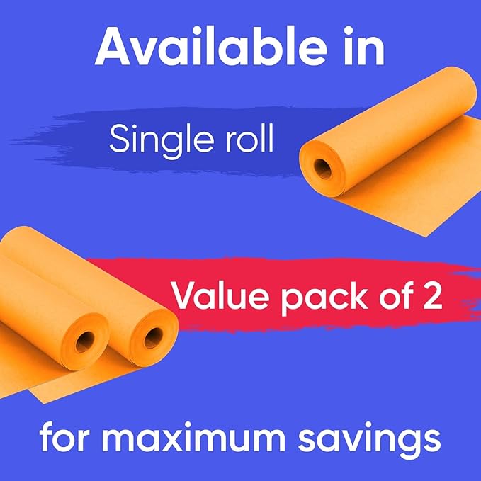 48" x 1200" (100 ft) Orange Kraft Paper Roll (Value Pack of 2), 45 lbs Thickness, Made in USA Colored Kraft Paper for School, Bulletin Board - Odorless, Non-Toxic, Safe for Kids