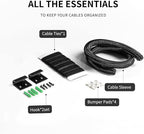 Large Cable Management Box-Stylish Wire Organizer, Wire Concealer and Wire Management Box-Wire Management Box with Protective Sleeve (Black)