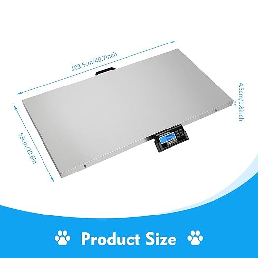 Animal Digital Scale, 200KG/440Lbs Electronic Stainless Steel Veterinary Scale Heavy Duty Digital Livestock Platform Scales with LCD Display & Power Adaptor for Animal Pet Cat Dog (440Lbs)