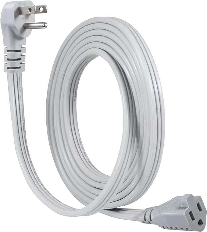 KUNCAN Appliance Power Extension Cord - 3 Prong Flat Wire SPT-3 14 AWG Heavy Duty Male to Female Extender Low Profile Grounded Cable for Major AC Unit, Air Conditioner, Refrigerator (12 Feet)