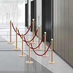 Gold Stanchions Posts, 8 Packs Stanchions Set Crowd Control Barriers with 4.9 ft Red Velvet Rope, Stanchion and Velvet Ropes Red Carpet Poles for Party Supplies