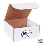 Box USA Corrugated Cardboard Literature Mailers, 12 x 12 x 6 Inches, Tuck Top One-Piece, Die-Cut Shipping Boxes, Large White Mailing Boxes (Pack of 50)
