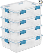 Sterilite 4-Pack Gasket Box, Weather-Resistant Storage Bins with Latching Lids, 37 Quart - Heavy-Duty Organizing Containers for Closet, Bathroom, and Office