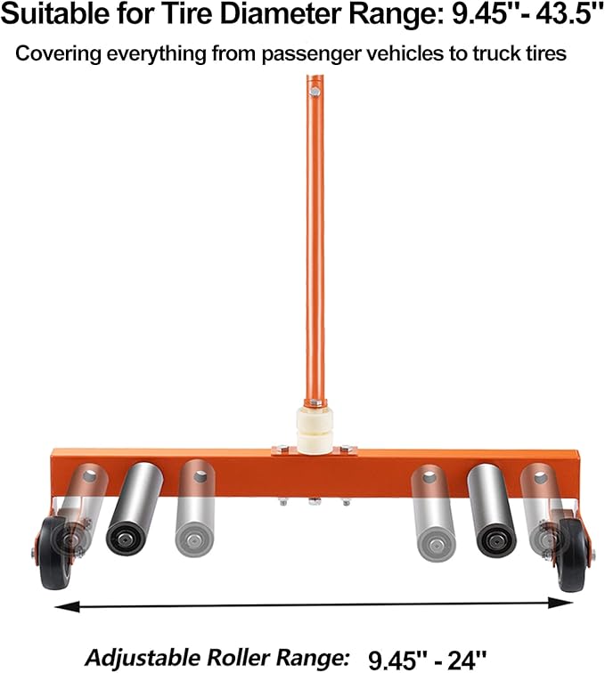 Heavy Duty Adjustable Tire Wheel Dolly, 550 lbs Capacity Tire Moving Tool Fits 9.45"–43.5" Tires, Wheel Lifting & Transport Dolly for Auto Repair Shops & Garages