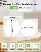 Phomemo Labels - Frosted Clear Round Label for M110/M100/M220/M108/M250/M160 Label Maker, 1.96" x 1.96"（50x50 mm）,Multi-Purpose Self-Adhesive Paper for Barcode/Address/Mailing/Logo/Business Home Tag