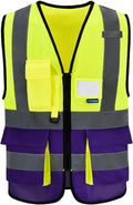 A-SAFETY yellow purple Construction Vest for men Yellow&Purple Color Mixed XXL