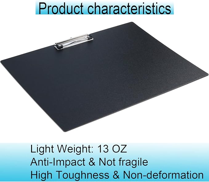 Acocony 11x17 Clipboard Landscape Extra Large Clipboard Low Profile Clip 11 x 17 Clipping Board PP Plastic Black Pack of 1