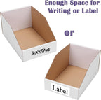 EXYGLO Cardboard Storage Bins 35 Pack, 9.4x6x4.5 Inch Cardboard Boxes, Corrugated Organizer Bins for Pantry, Shelves, Garage, Office, Shop, White