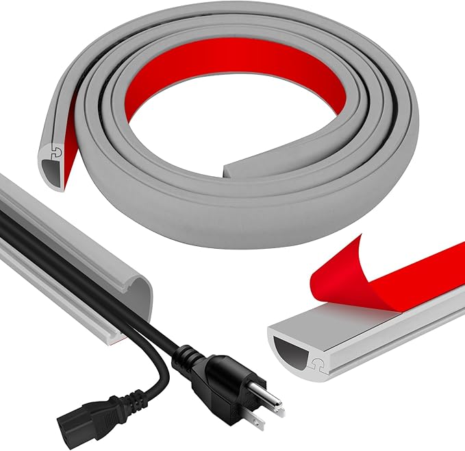 Cord Wall Cover, 39in Self-Adhesive Wire Covers for Cords on Wall, Extension Cable Hider for Floor, Mounted Tv, Home and Office Cavity 0.63" Wx0.31 H