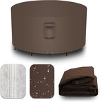 Heavy Duty Patio Furniture Covers Waterproof, 600D Round Outdoor Furniture Cover Waterproof for Sectional Sofa Couch, Outdoor Dining Table and Chair Set Covers 54"DIA x 28"H, Brown