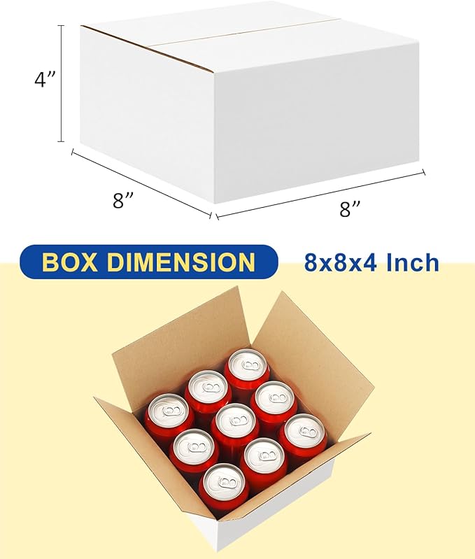 40-Pack-Small-Shipping-Boxes-8x8x4, Corrugated-Cardboard-Boxes-for-Packaging-Small-Business, White-Boxes-Mailers