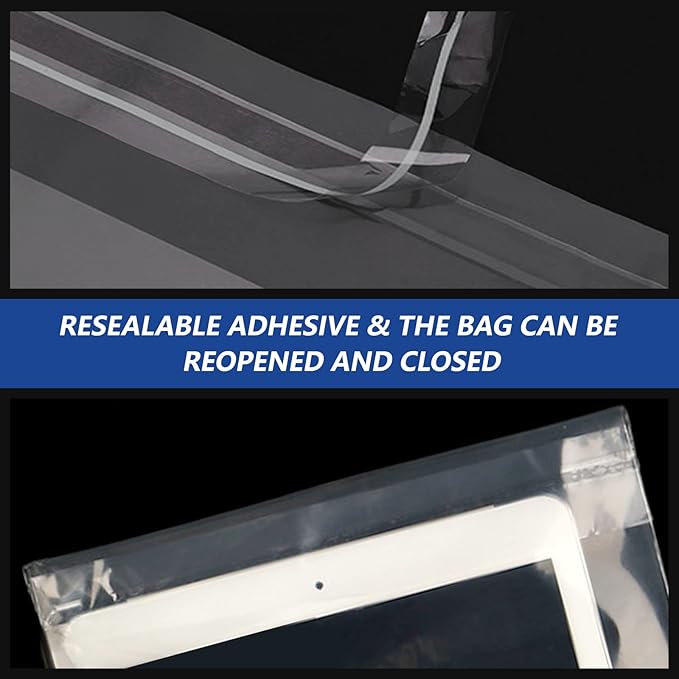 iMailer - 200 Count - 9" x 12" Clear Plastic Poly Bags with Suffocation Warning Self Seal for A4, Documents, Clothing, Shipping, Packaging - Resealable Adhesive, Not Strong