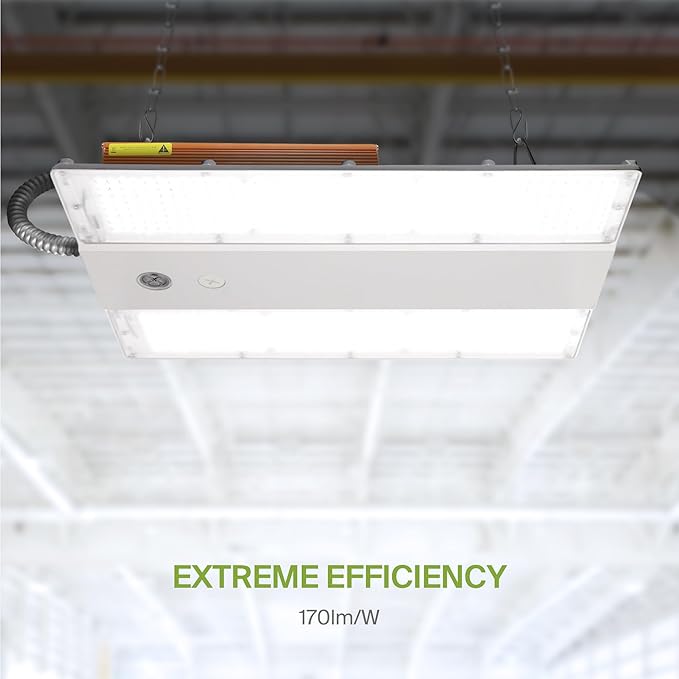 ASD LED Linear High Bay Light Fixture, Commercial Shop Lighting | 3CCT, Dimmable, Battery Backup, DLC Premium, UL Listed | 220W 36000LM 3500-5000K 100-277V | Warehouse, Garage, Workshop Lamp | White