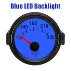 2" Universal Water Temp Gauge, 100-250℉ Blue LED Backlit DC 12V Thermometer Kit for Car/Boat/Truck/Motorcycle