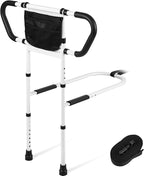 Klvied Bed Rails for Elderly Adults Safety, Bed Side Rails with Non-Slip Handles, Adjustable Bed Cane with Motion Light and Storage Bag, Fit King, Queen, Full, Twin