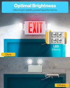 Sunco Exit Signs With Emergency Lights, Two Adjustable LED Lights With Backup Battery, Red, 94V-0 Fire Resistant, 120-277V, Wall Or Ceiling Mount, Commercial Grade UL.