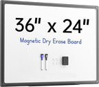 VUSIGN 36'' x 24'' Magnetic White Board for Wall, Dry Erase Board with Black Aluminium Frame, Hanging Whiteboard for Office, Home, Meeting - Accessories Included