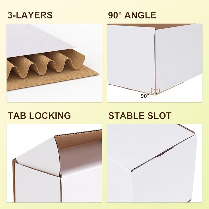 WIFTREY 8x6x6 inches Shipping Boxes set of 20 White Corrugated Cardboard Box for Packaging Small Business, Moving, Mailing