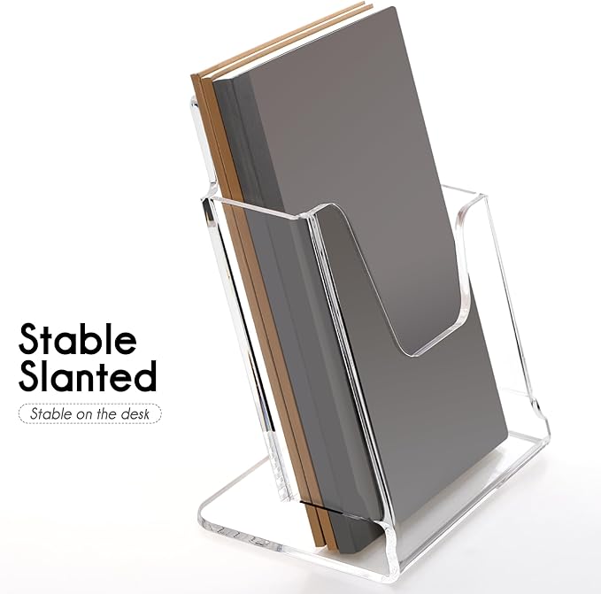 Acrylic Brochure Holder 6X8 Inches Clear Acrylic Flyer Holder Brochure Holder Sign Holder Pamphlet Holder Menu Holder Display Stand 1 Pack For Weddings Offices Exhibition Restaurants Hotel Etc…