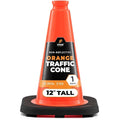 Xpose Safety 12 Inch Orange Traffic Cones, 1-Pack - Multipurpose PVC Plastic Safety Cone for Parking, Soccer, Caution, Kids and Construction - DOT Approved