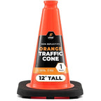 Xpose Safety 12 Inch Orange Traffic Cones, 1-Pack - Multipurpose PVC Plastic Safety Cone for Parking, Soccer, Caution, Kids and Construction - DOT Approved