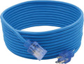 Clear Power 50 ft 14/3 SJTW -50°C Extreme Cold Weather Outdoor Extension Cord, Blue, Grounded Plug, Lighted Connector, Ideal for Snow Blowers & Power Tools, DCOC-0077-DC