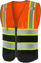 BeautyWill Custom Logo Safety Vest Class 2 High Visibility Reflective Vest for Men - Personalized Logo Team Vest