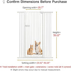 Lumizone Extra Tall Cat Gate 55.12" High Pressure Mounted Extra Wide 2025 New (17 Sizes) 1.37" Gap No Drilling Auto-Close One-Handed Operation Tall Pet Gate for Dogs(White, 55.12" H x 29.92"-46.64" W)
