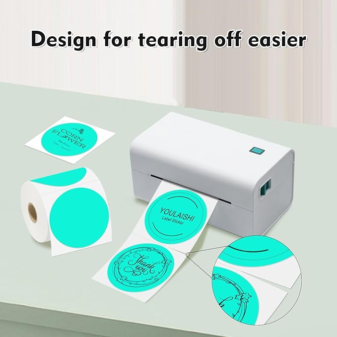3 X 3 Inch Color Coding Dot Labels Circle Thermal Printable Waterproof 500 Pcs Round Stickers Adhesive Writable for Office, Home, Garage, DIY Sticker, Barcodes, Name Tag, Watercolor Green