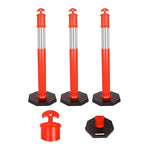 46” Traffic Delineator Post Cones with Stable Carbon Steel Base and Reflective Bands, Channelizer Post Kit, Delineator Post for Road Safety and Event Management (3 Pack)