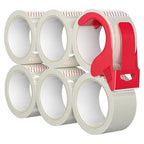6 Rolls of Clear Shipping Packaging Tape, Packing Tape, Cardboard Tape, Adhesive Roll Packaging Tape with Plastic Dispenser for Packaging Parcels (1.96in x 2.59in)