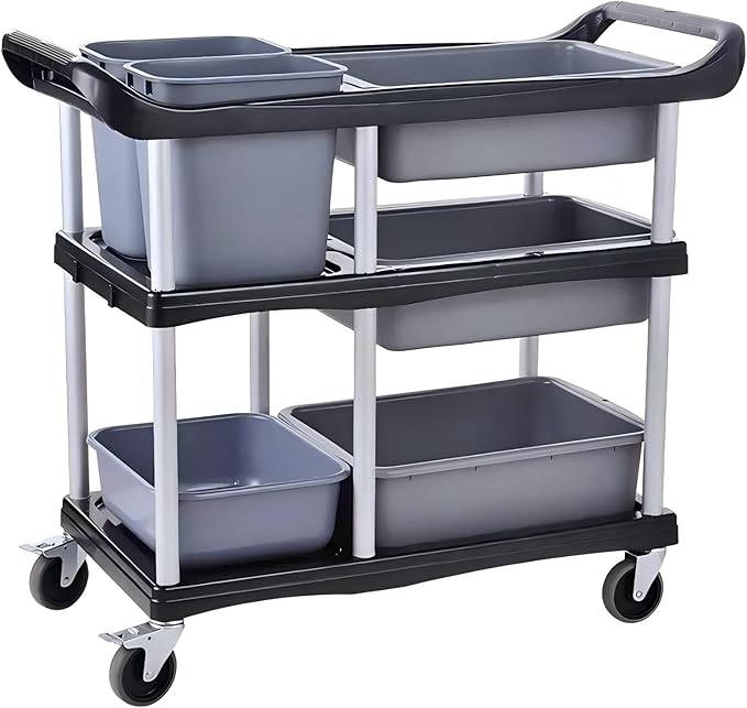 ZQZ-Store Storage Cart 3 Tier Heavy Duty Commercial Grade Utility Cart,Carts with Wheels,Multi-Function Mobile Shelving Unit Organizer for Hotel,Restaurant,Kitchen, Bedroom,Laundry Room